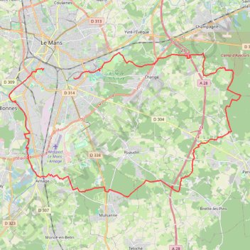 Trace GPS Autour du Mans Sud, itinéraire, parcours