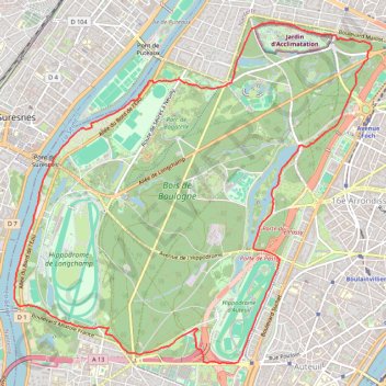 Trace GPS Rando Bois de Boulogne, itinéraire, parcours