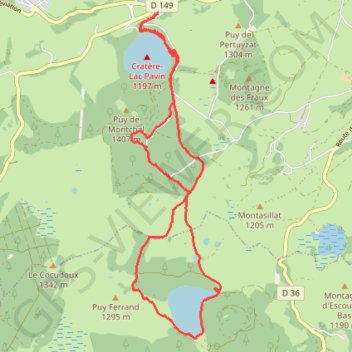Trace GPS Rando au lac Pavin, itinéraire, parcours