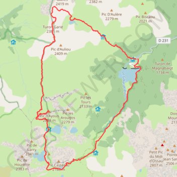 Trace GPS Soum d'Aas et Pic d'Ayous en boucle par les lacs d'Aule et d'Ayous, itinéraire, parcours