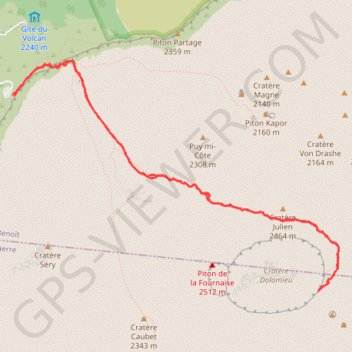 Trace GPS Piton de la Fournaise, itinéraire, parcours