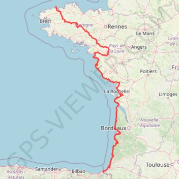 Trace GPS La Vélodyssée, itinéraire, parcours