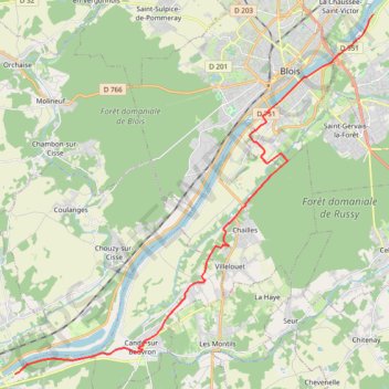 Trace GPS Vélo château de la Loire Blois - Chaumont sur Loire, itinéraire, parcours