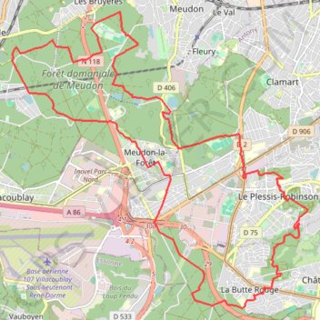Trace GPS Sentier des deux Forêts - Meudon et Verrières, itinéraire, parcours