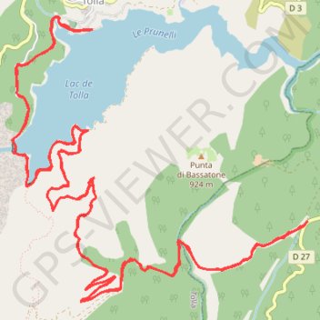Trace GPS Col de Marcujolu Lac de Tolla, itinéraire, parcours