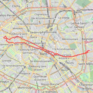 Trace GPS Paris est-ouest-est, itinéraire, parcours