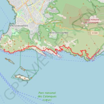 Trace GPS Traversée des Calanques Cassis - Marseille, itinéraire, parcours