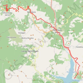 Trace GPS De Madonnuccia à la Chiusi della Verna, itinéraire, parcours