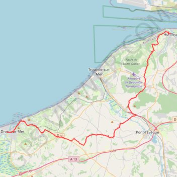 Trace GPS Cabourg Honfleur, itinéraire, parcours