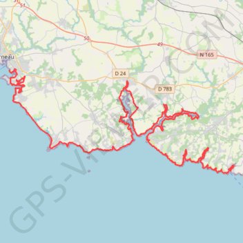 Trace GPS GR34 De Concarneau à Clohars-Carnoët (Finistère), itinéraire, parcours