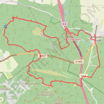 Trace GPS Fontainebleau Arbonne, itinéraire, parcours
