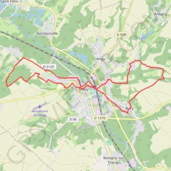 Trace GPS Autour de Mouy (60), itinéraire, parcours