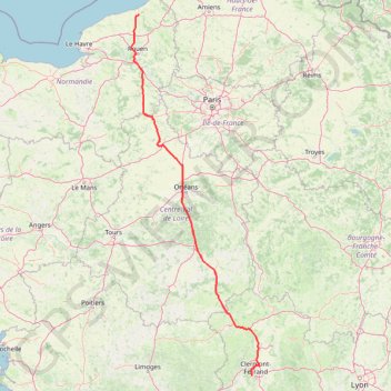 Trace GPS AUVERGNE DEPART LE SAMEDI Tourville-sur-Arques - Gare SNCF Clermont Ferrand, itinéraire, parcours
