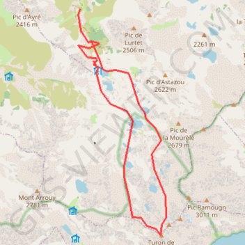 Trace GPS Turon de Néouvielle depuis le refuge de la Glère, itinéraire, parcours