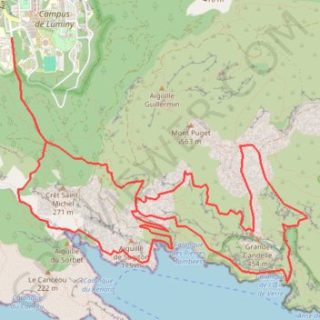Trace GPS Calanques de l'Œil de Verre à Sormiou, itinéraire, parcours