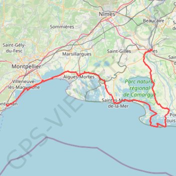 Trace GPS Arles à Frontignan : Camargue et petite Camargue à vélo, itinéraire, parcours