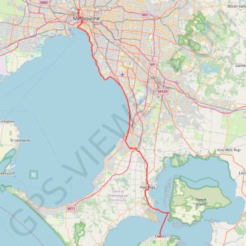 Trace GPS Melbourne - Philip Island, itinéraire, parcours