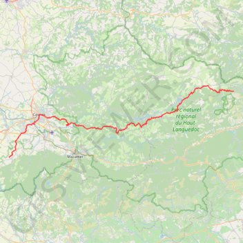 Trace GPS GR653 De Castanet-le-Haut (Hérault) à Dourgne (Tarn), itinéraire, parcours
