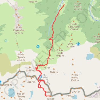 Trace GPS Ossèse - Pic de Marterat, itinéraire, parcours