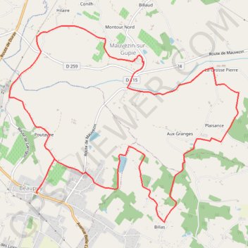 Trace GPS Beaupuy, randonnée dans les vignobles du Marmandais - Pays Val de Garonne - Gascogne, itinéraire, parcours