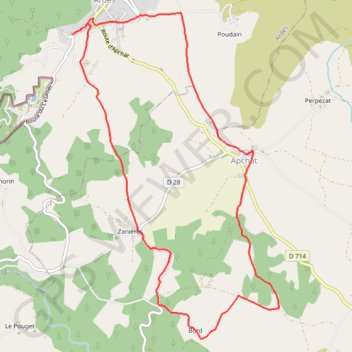 Trace GPS Apchat - Ardes-sur-Couze, itinéraire, parcours