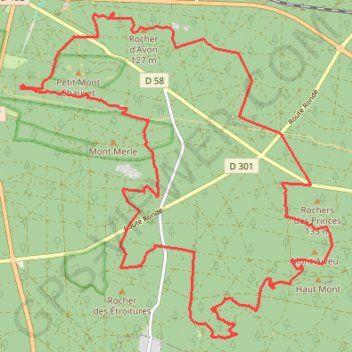 Trace GPS Un grand tour de l'Est de la Forêt de Fontainebleau, itinéraire, parcours