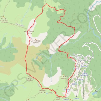 Trace GPS Mont Fourcat et pic du Han, itinéraire, parcours