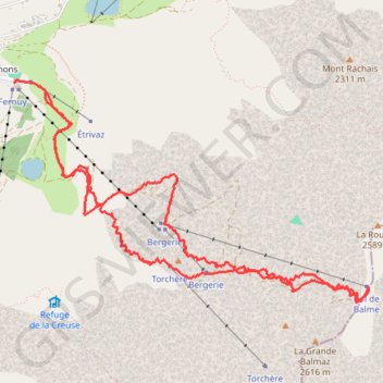 Trace GPS Col de la Balme, itinéraire, parcours
