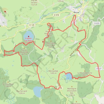 Trace GPS Sancy - Tour des Lacs - Secteur Besse, itinéraire, parcours