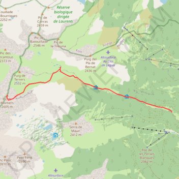 Trace GPS Pic de Mortiers par la vallée du Galbe, itinéraire, parcours
