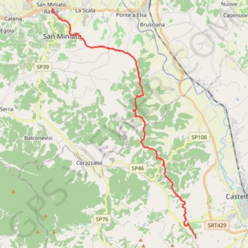 Trace GPS Via Francigena San Miniato Basso - Gambassi Terme, itinéraire, parcours