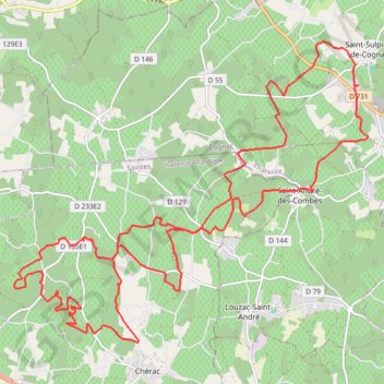 Trace GPS St Sulpice Chérac 32 kms, itinéraire, parcours