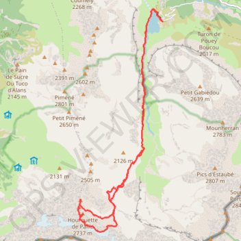 Trace GPS Pic Rouge de Pailla depuis les Gloriettes, itinéraire, parcours