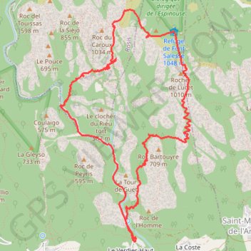 Trace GPS roc du caroux (piste des charbonniers), itinéraire, parcours