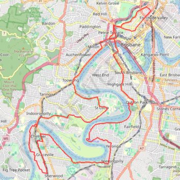 Trace GPS Brisbane River Loop, itinéraire, parcours