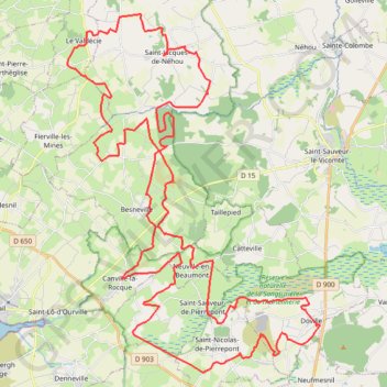 Trace GPS Saint-Jacques-de-Néhou 66km, itinéraire, parcours