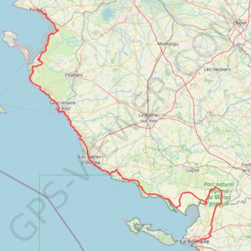 Trace GPS La Vélodyssée en Vendée - de La Rochelle à Pornic, itinéraire, parcours