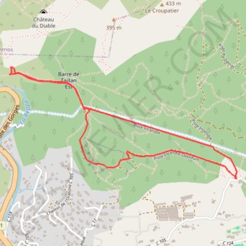 Trace GPS Oppidum de La Courtine - Grotte du Patrimoine - Barre de Tallian, itinéraire, parcours
