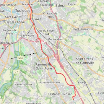 Trace GPS Canal du Midi - Toulouse - Vic, itinéraire, parcours