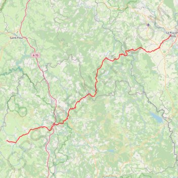 Trace GPS Chemin de Compostelle du Puy-en-Velay à Nasbinals, itinéraire, parcours