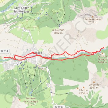 Trace GPS Raquettes à Ancelle vers Rouane Basse, itinéraire, parcours