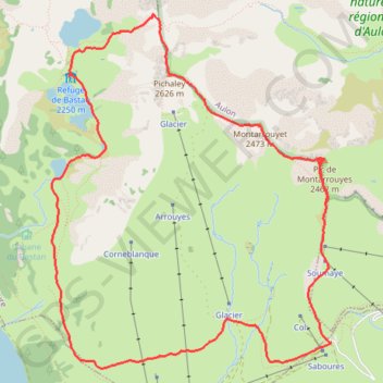 Trace GPS Boucle du Pichaley - Montarrouyes (vallée d'Aure), itinéraire, parcours