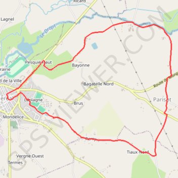 Trace GPS Villeréal, de la Bastide à l'église de Parisot - Pays du Dropt, itinéraire, parcours