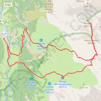 Trace GPS Piméné par la voie hivernale, itinéraire, parcours