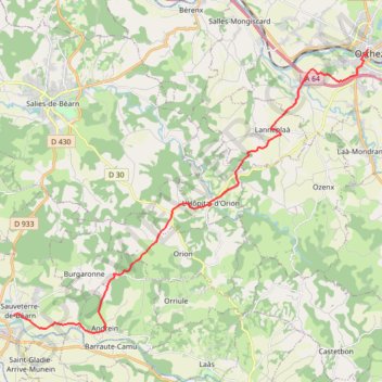 Trace GPS ORTHEZ - SAUVETERRE DE BEARN, itinéraire, parcours
