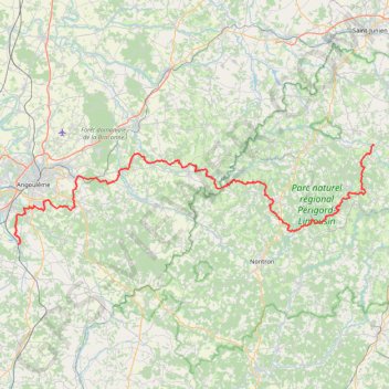 Trace GPS GR4 De Mouthiers-sur-Boëme (Charente) à Champagnac-la-Rivière (Haute-Vienne), itinéraire, parcours