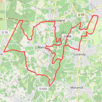 Trace GPS Circuit VTT lucenay-Alix-Lachassagne-Marcy, itinéraire, parcours