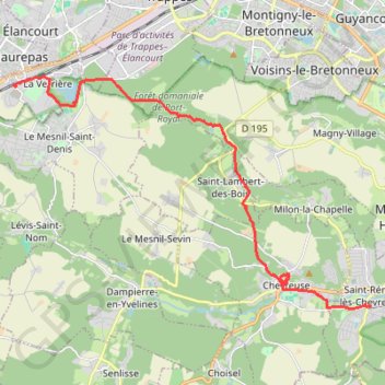 Trace GPS La Verrière à Saint Rémy-lès-Chevreuse, itinéraire, parcours