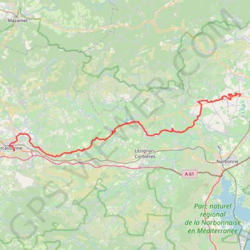 Trace GPS Canal du Midi (étape 2) - Carcassonne 🌞14°-Capestang🌥23°, itinéraire, parcours