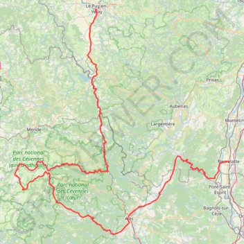 Trace GPS Le Puy-en-Velay - Pierrelatte, itinéraire, parcours